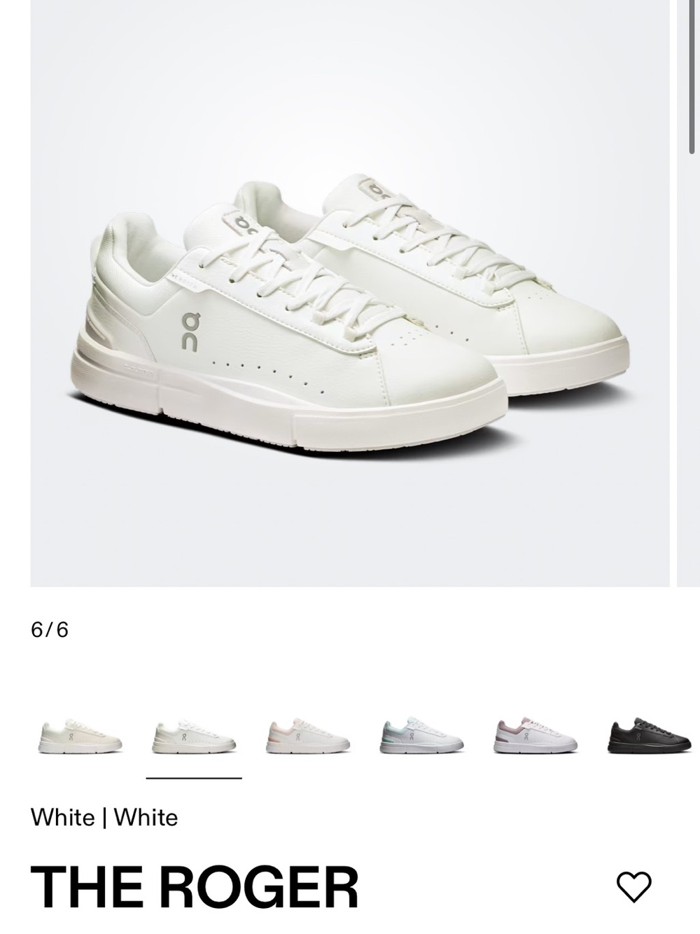 On Running The Roger Women's White Leather Sneakers